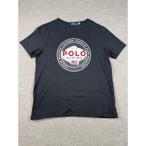 Polo Ralph Lauren Shirt Mens M Black Alpine World Cup Racing Short Sleeve Crew‎